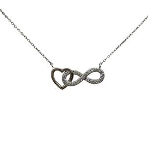 sterling silver cubic zirconia infinity heart pendant necklace - GM515